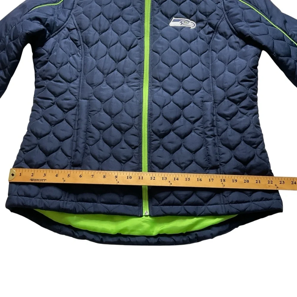 NFL Seattle Seahawks Blue and Green Team Apparel zip quilted jacket XL - Picture 11 of 13